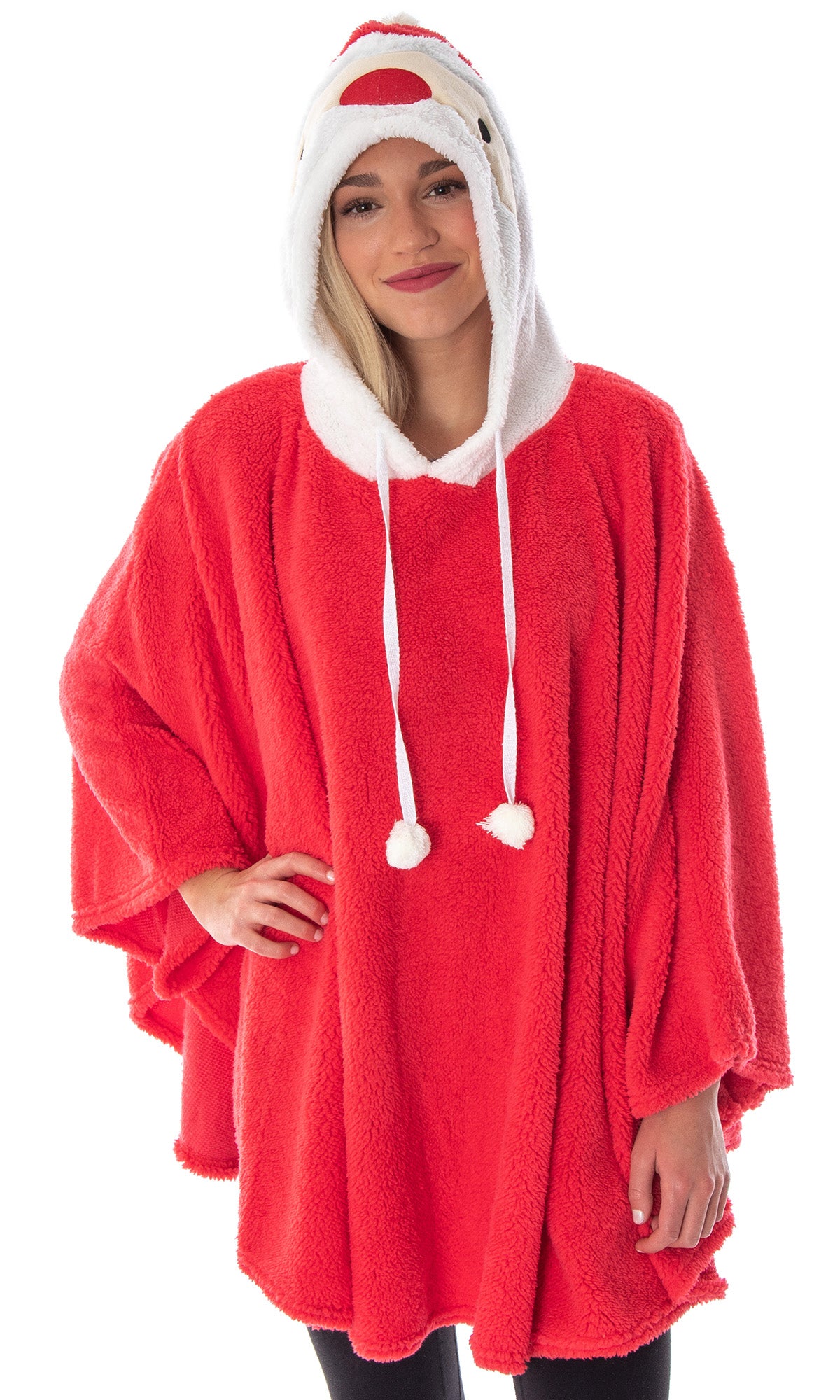 Santa Claus Pullover Costume Robe Red Plush Unisex Adult Christmas Hoodie