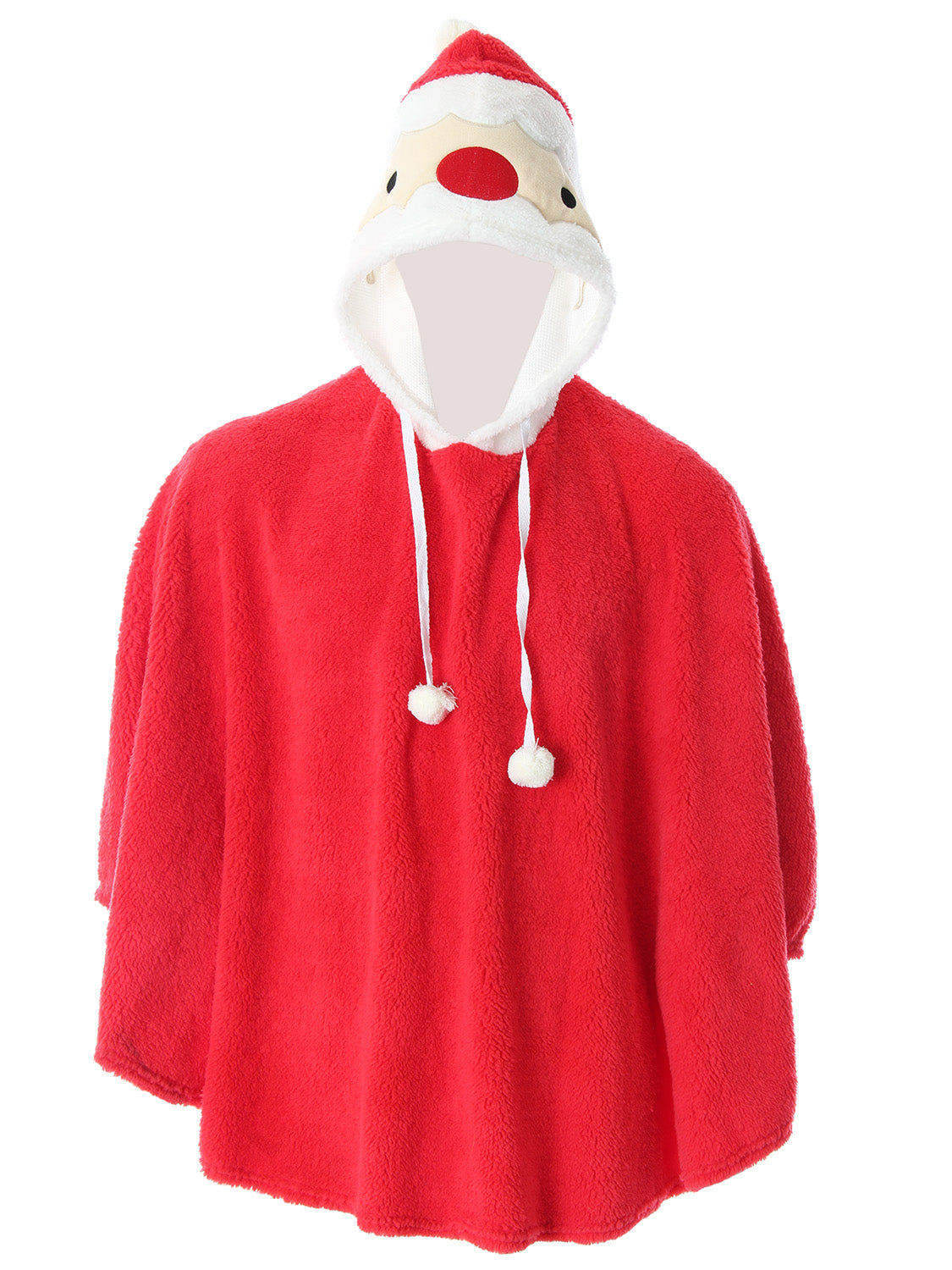 Santa Claus Pullover Costume Robe Red Plush Unisex Adult Christmas Hoodie