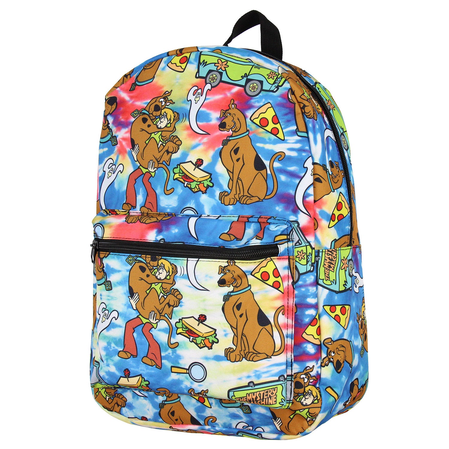 Scooby Doo Themed Allover Design Tie Dye School Travel Laptop Backpack 17"