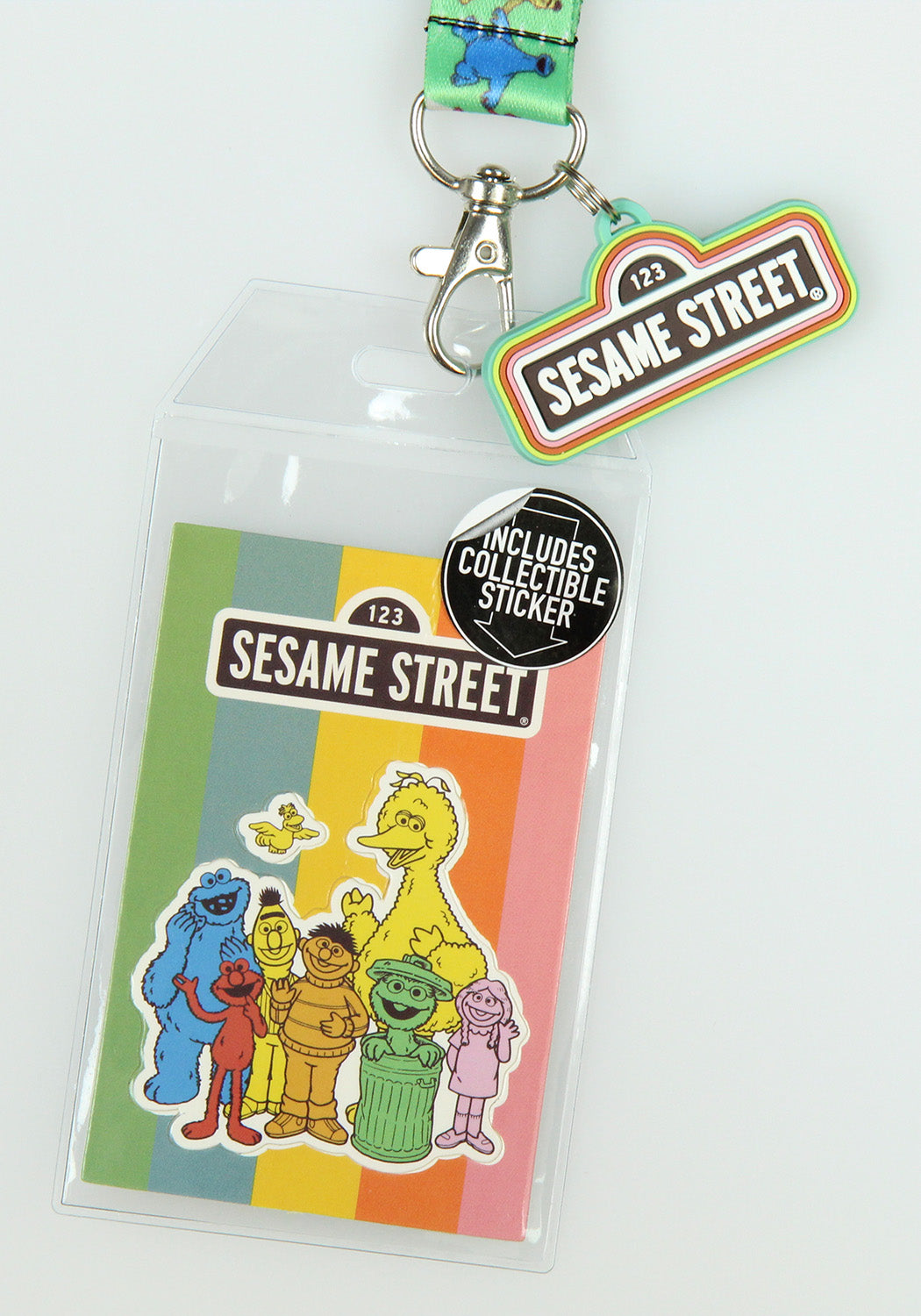 Sesame Street Lanyard ID Badge Holder with Charm and Collectible Sticker