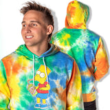 The Simpsons Men's Bart Squishee Brain Freeze Tie Dye Pullover Hoodie