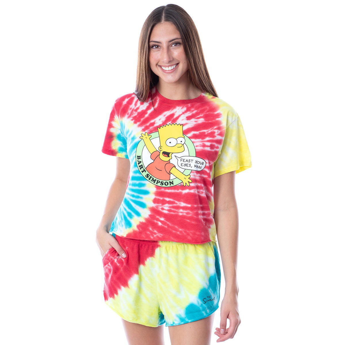 The Simpsons Womens' Bart Simpson Feast Your Eyes Top and Shorts Pajama Set
