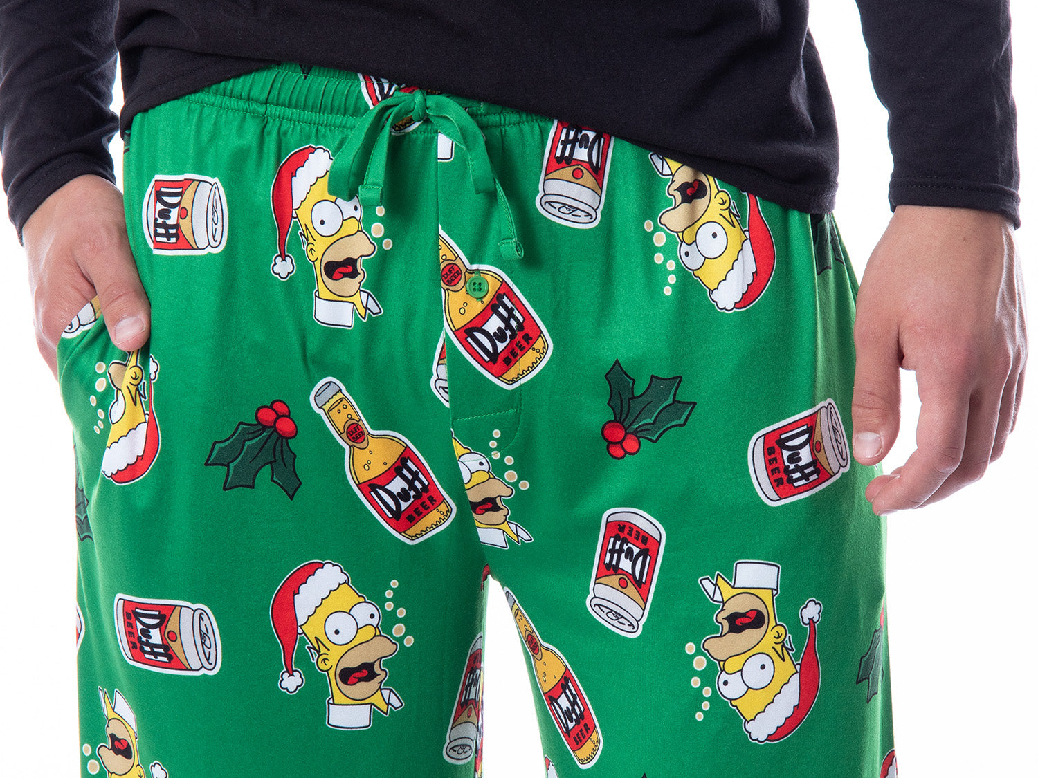 The Simpsons Mens' Christmas Homer Duff Beer and Holly Sleep Pajama Pants