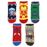 Marvel Avengers Chibi Superhero Characters Ankle No Show Socks 5 Pair