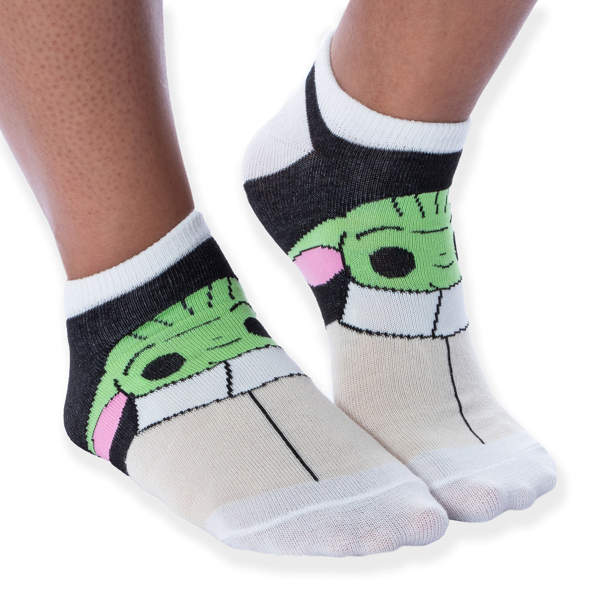 Hypnotic Hats Star Wars The Mandalorian The Child Naps and Snacks No-Show Ankle Socks 5 Pair (9-11), Multicolored, One Size