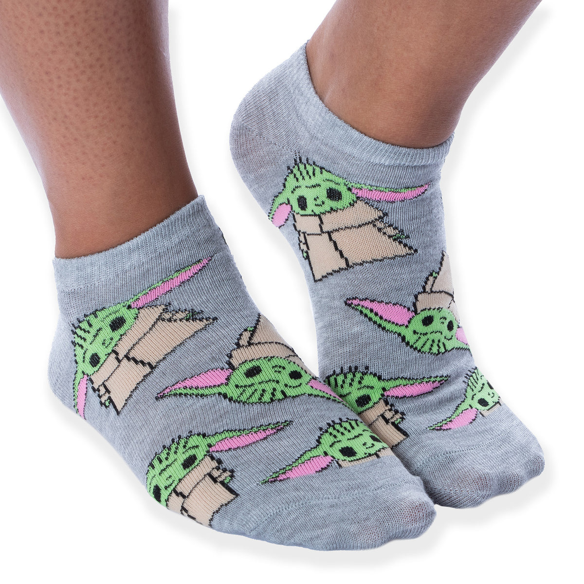 Hypnotic Hats Star Wars The Mandalorian The Child Naps and Snacks No-Show Ankle Socks 5 Pair (9-11), Multicolored, One Size