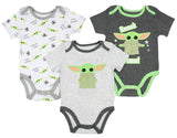 Star Wars Infant Baby Snack Time Grogu Baby Yoda Onesie 3 Pack