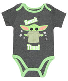 Star Wars Infant Baby Snack Time Grogu Baby Yoda Onesie 3 Pack