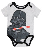 Star Wars Infant Baby Boys Darth Vader Chewbacca R2-D2 Onesie 3 Pack