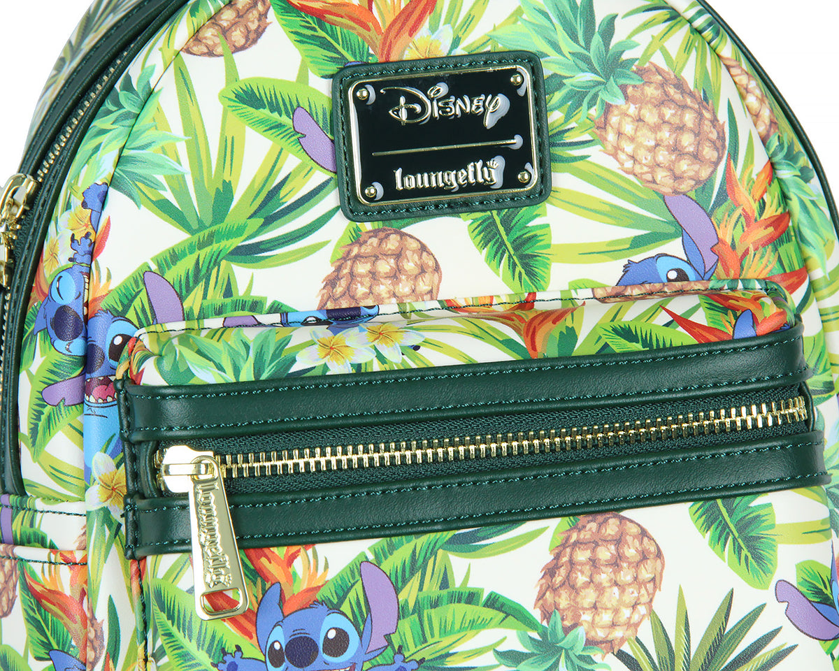 Loungefly Disney Lilo & Stitch Hawaiian Pineapple All Over Print Mini Backpack 11"