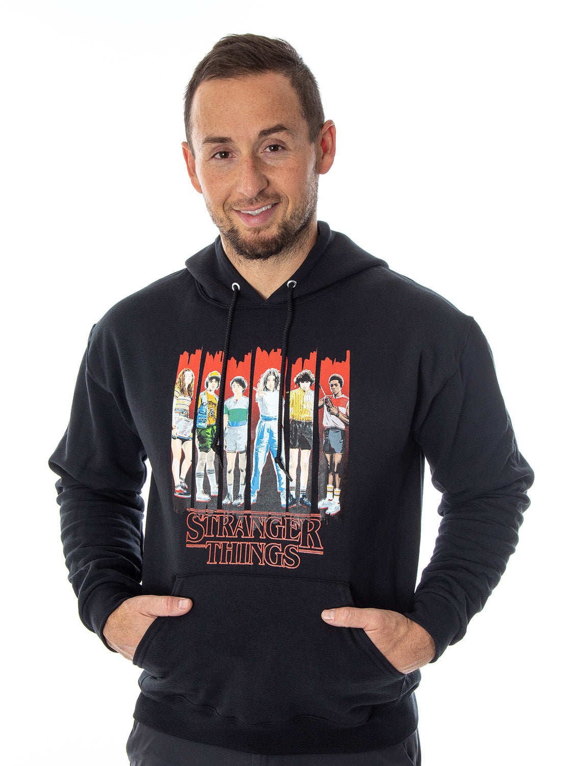 Stranger Things Men's Blurred Character Panel Sweatshirt Pullover Hoodie