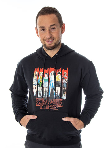 Stranger Things Men's Blurred Character Panel Sweatshirt Pullover Hoodie