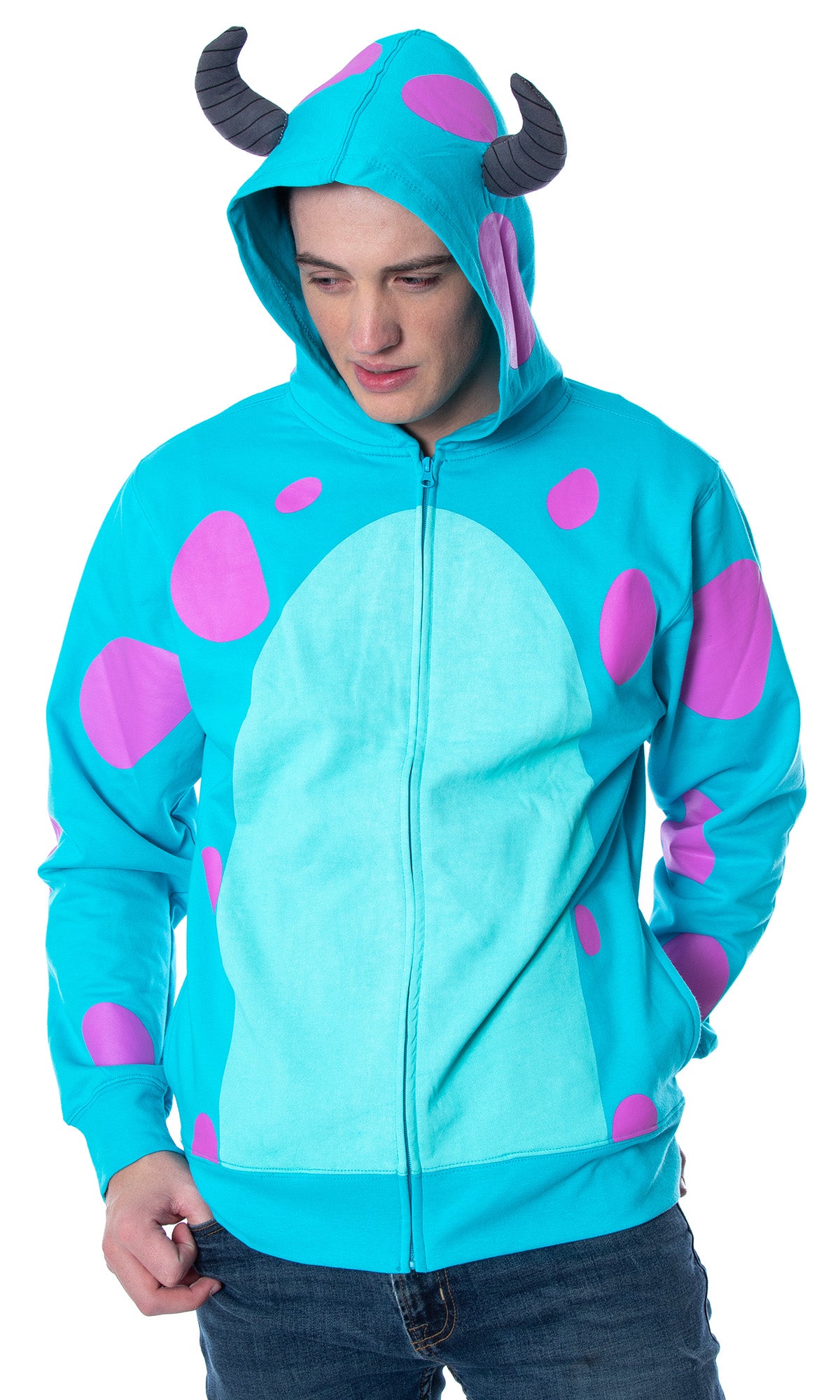 Disney Mens or Womens Monsters Inc. Sulley Character Costume Sweatshirt Zip Hoodie