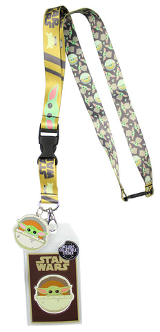 Star Wars The Mandalorian The Child Lanyard ID Holder with Rubber Charm and Collectible Sticker