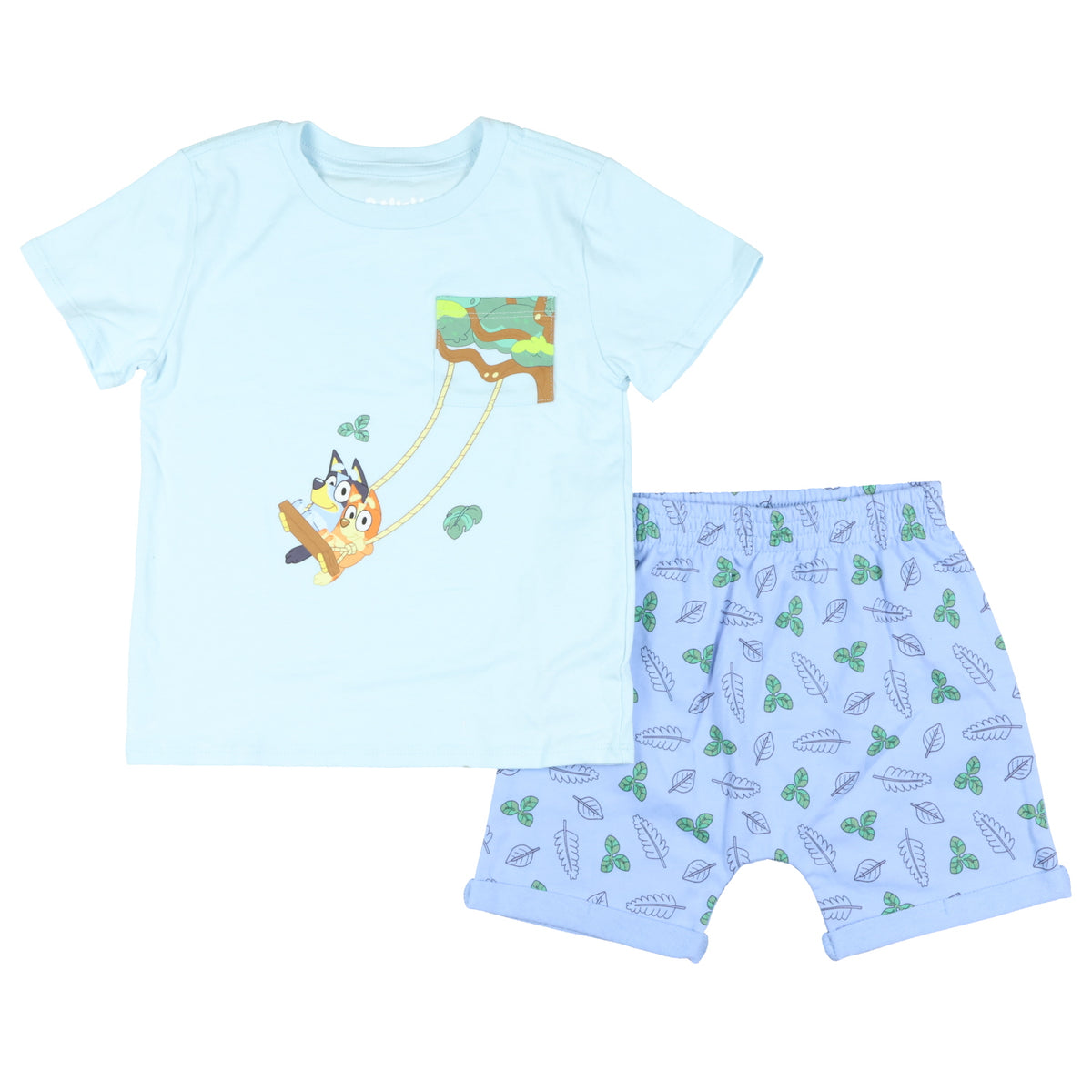 Disney Bluey Shirt Toddler Boys' Bluey and Bingo Tree Swing T-Shirt Short Set