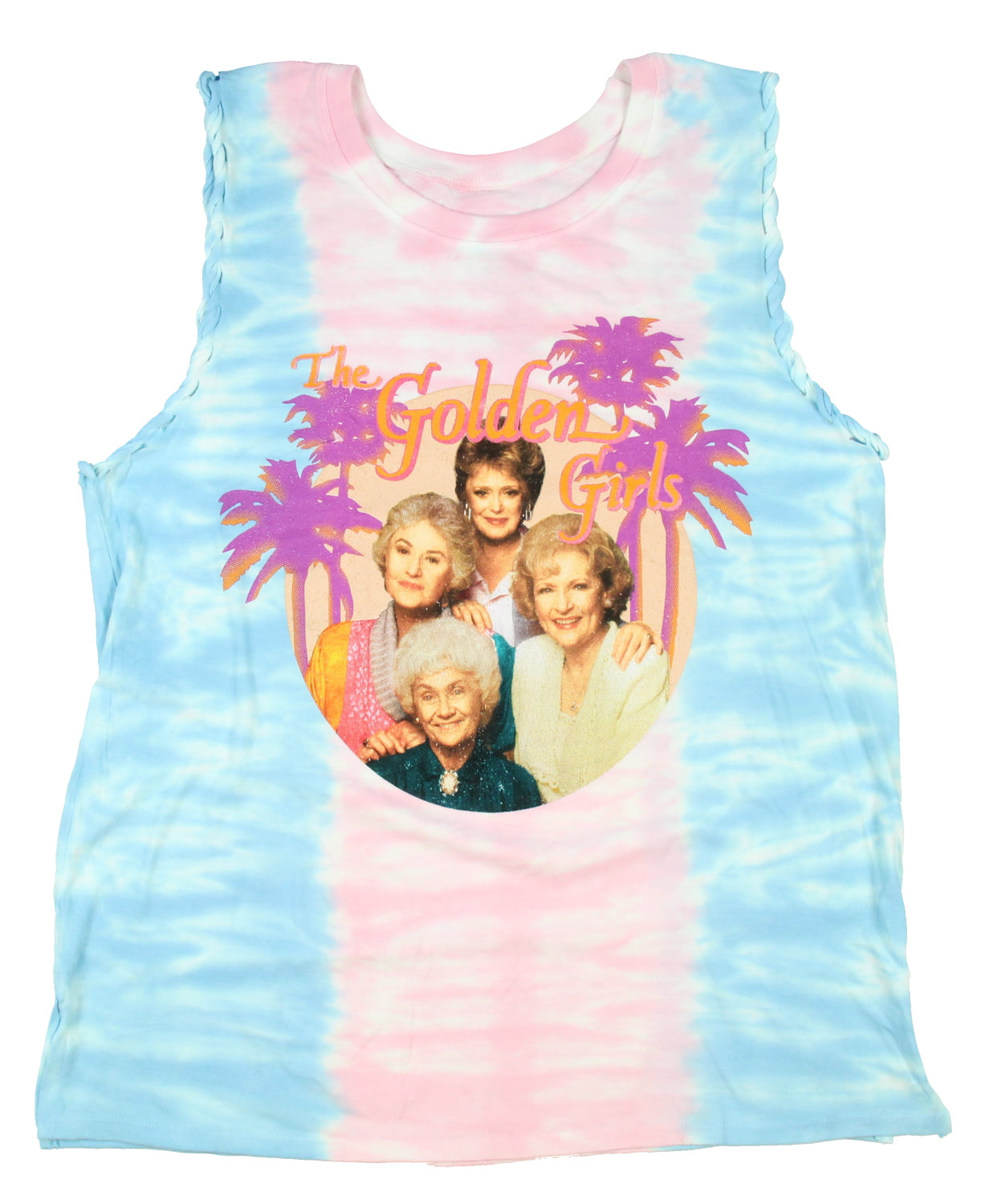 The Golden Girls Women's Palm Trees Tie Dye Braided Tank Top Shirt Adult