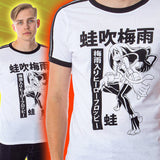 My Hero Academia Mens' Froppy Soccer Ringer Striped Sleeve Ringer T-Shirt