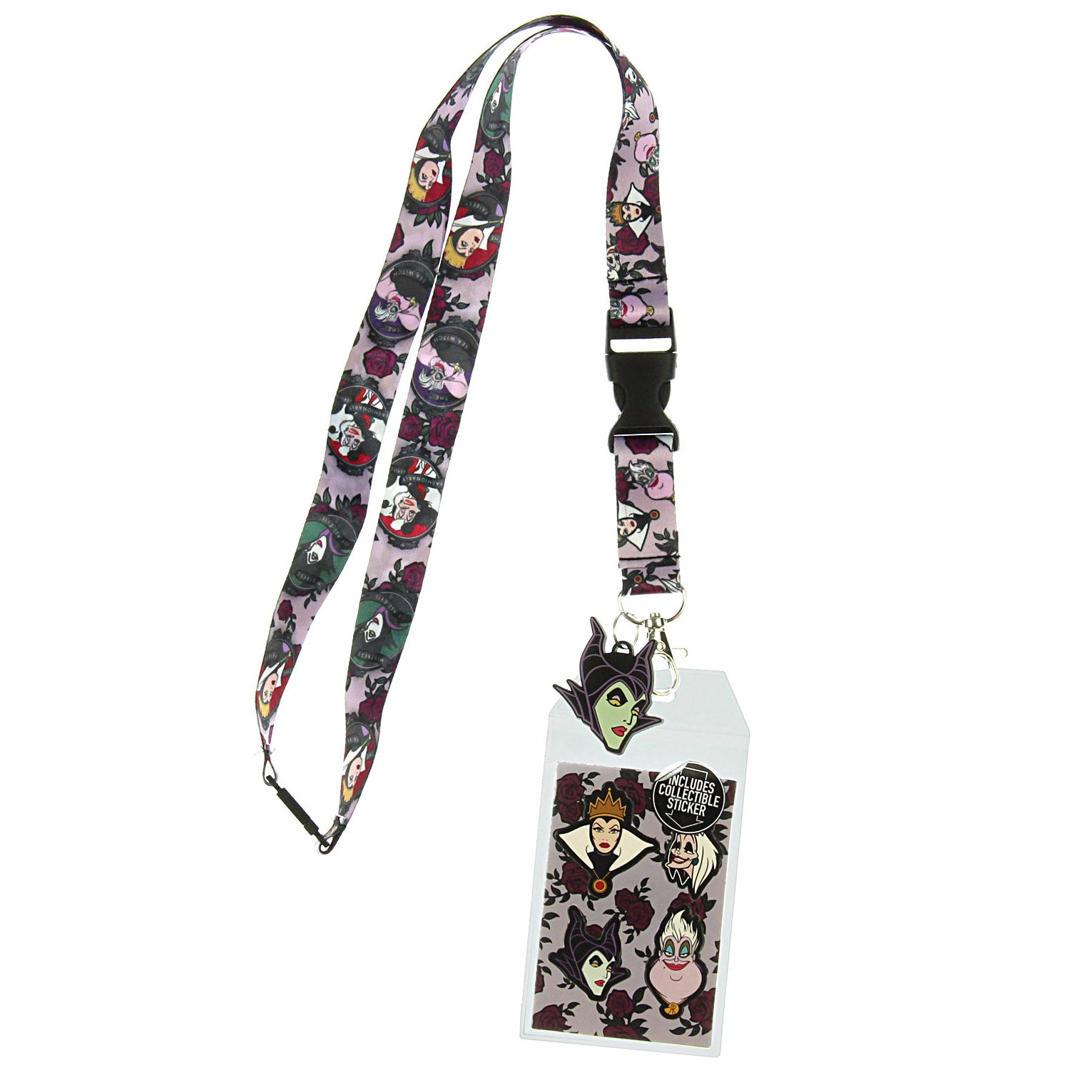 Disney Villains Breakaway Lanyard w/ID Badge Holder and Maleficent Rubber Charm