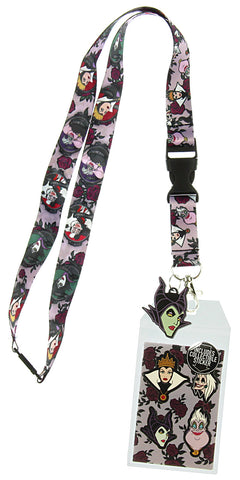 Disney Villains Breakaway Lanyard w/ID Badge Holder and Maleficent Rubber Charm