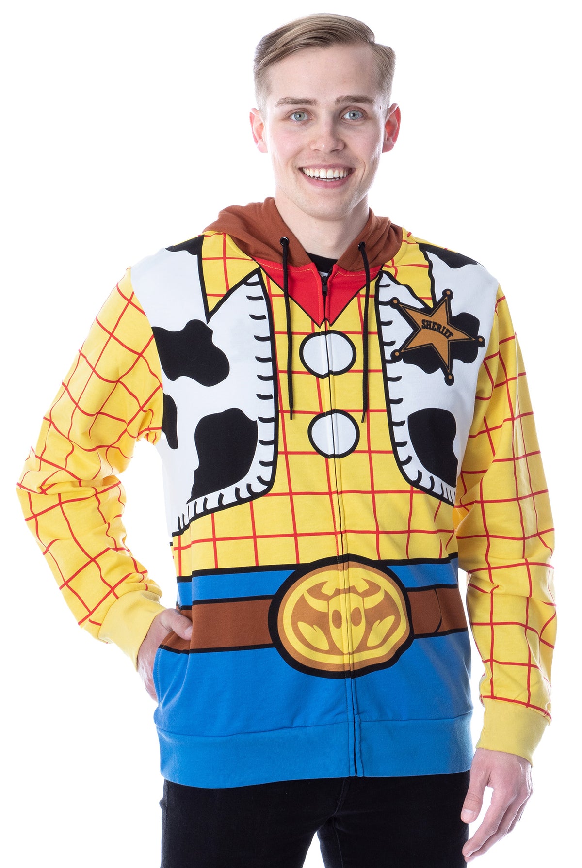 Disney Pixar Toy Story Men's I Am Woody The Cowboy Costume Adult Zip Hoodie (3X)