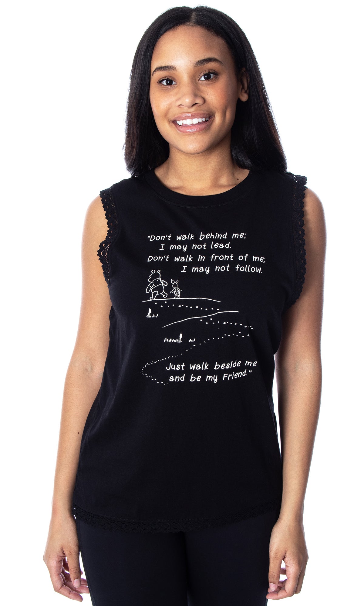 Disney Winnie The Pooh Walk Beside Me Be My Friend Junior's Muscle Shirt