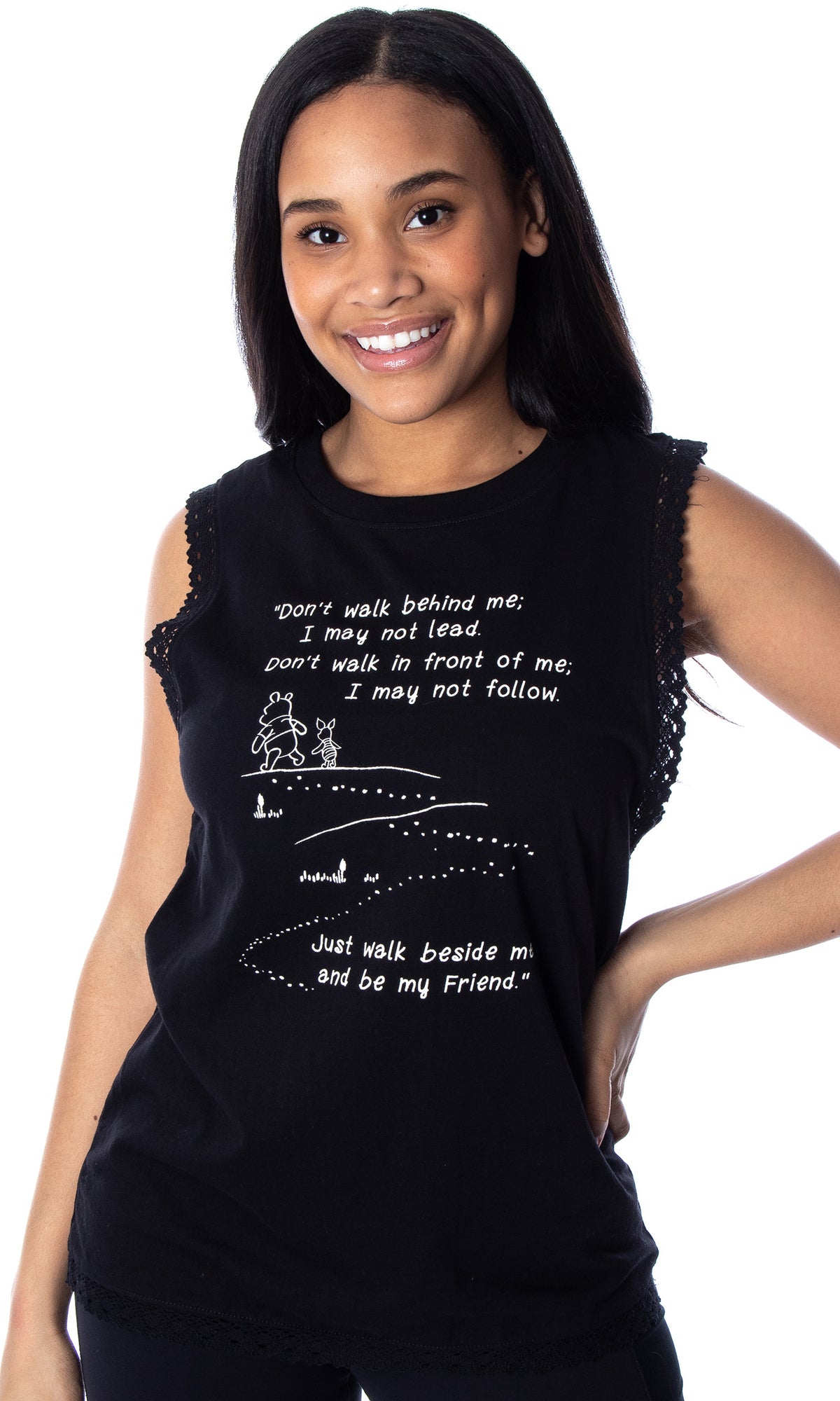 Disney Winnie The Pooh Walk Beside Me Be My Friend Junior's Muscle Shirt