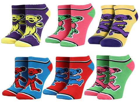 Grateful Dead Socks Adult Dancing Bears Mix And Match 5 Pack Ankle No Show Socks