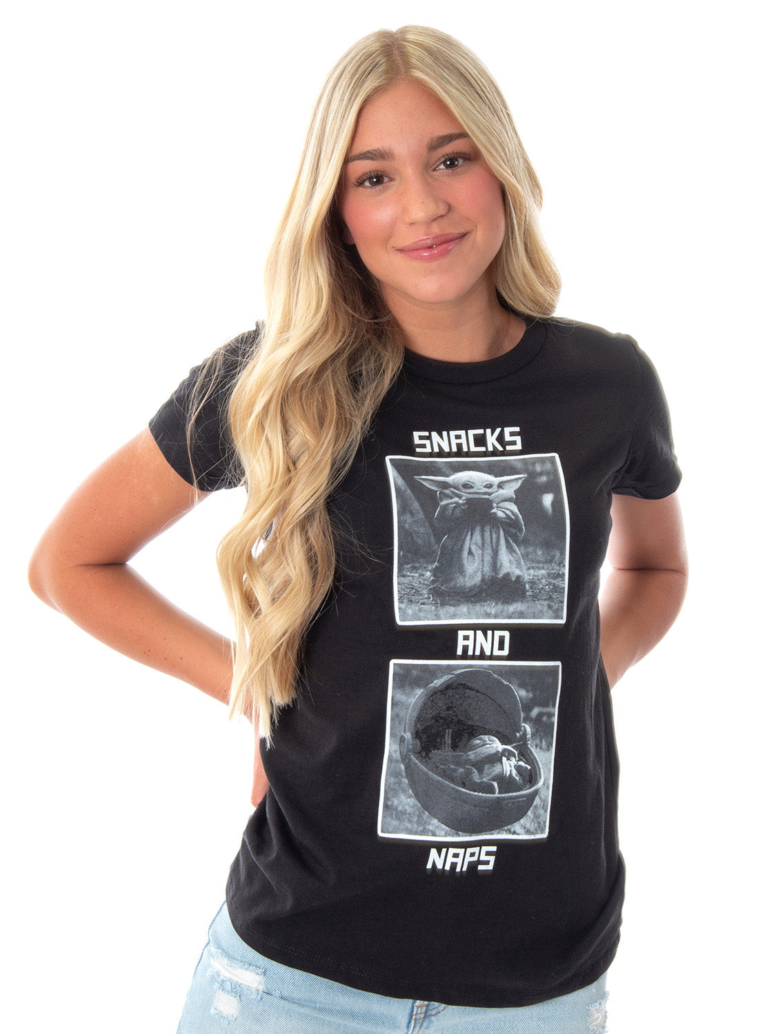 Star Wars The Mandalorian The Child Photo Album Snacks Naps Juniors Shirt