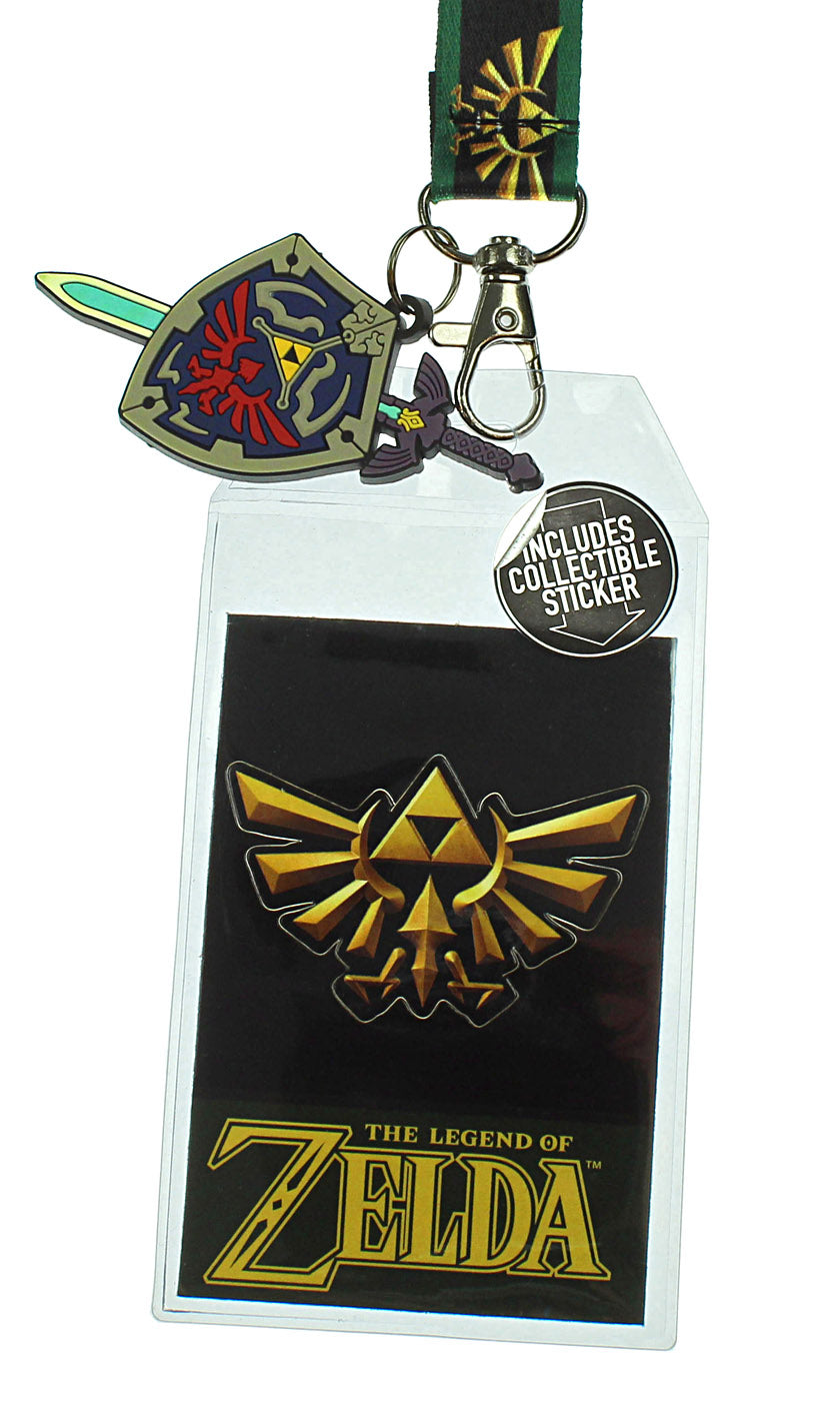 The Legend of Zelda Lanyard with 3D Shield Keychain and Clear ID Holder