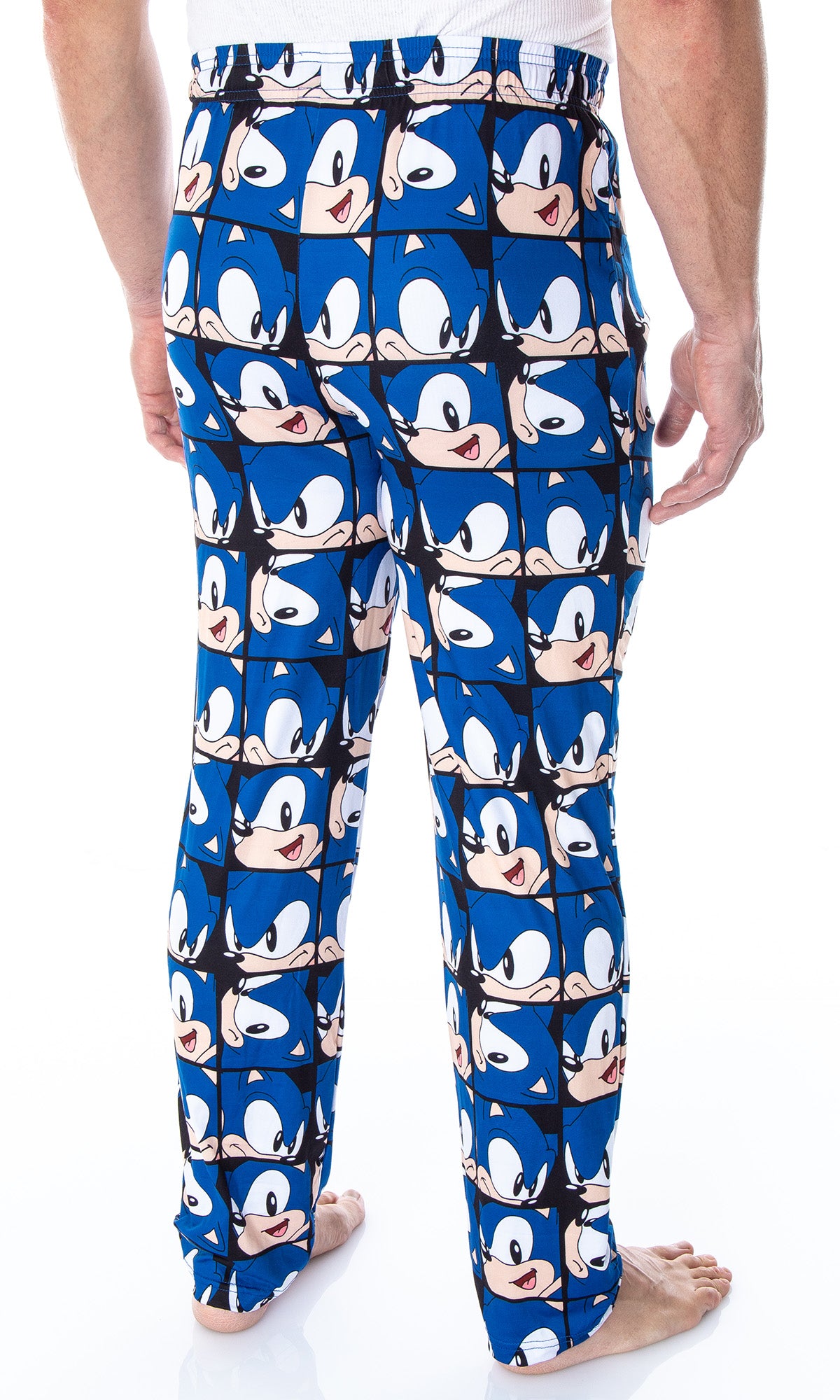 Sonic The Hedgehog Men's Allover Face Pattern Sleep Lounge Pajama Pants