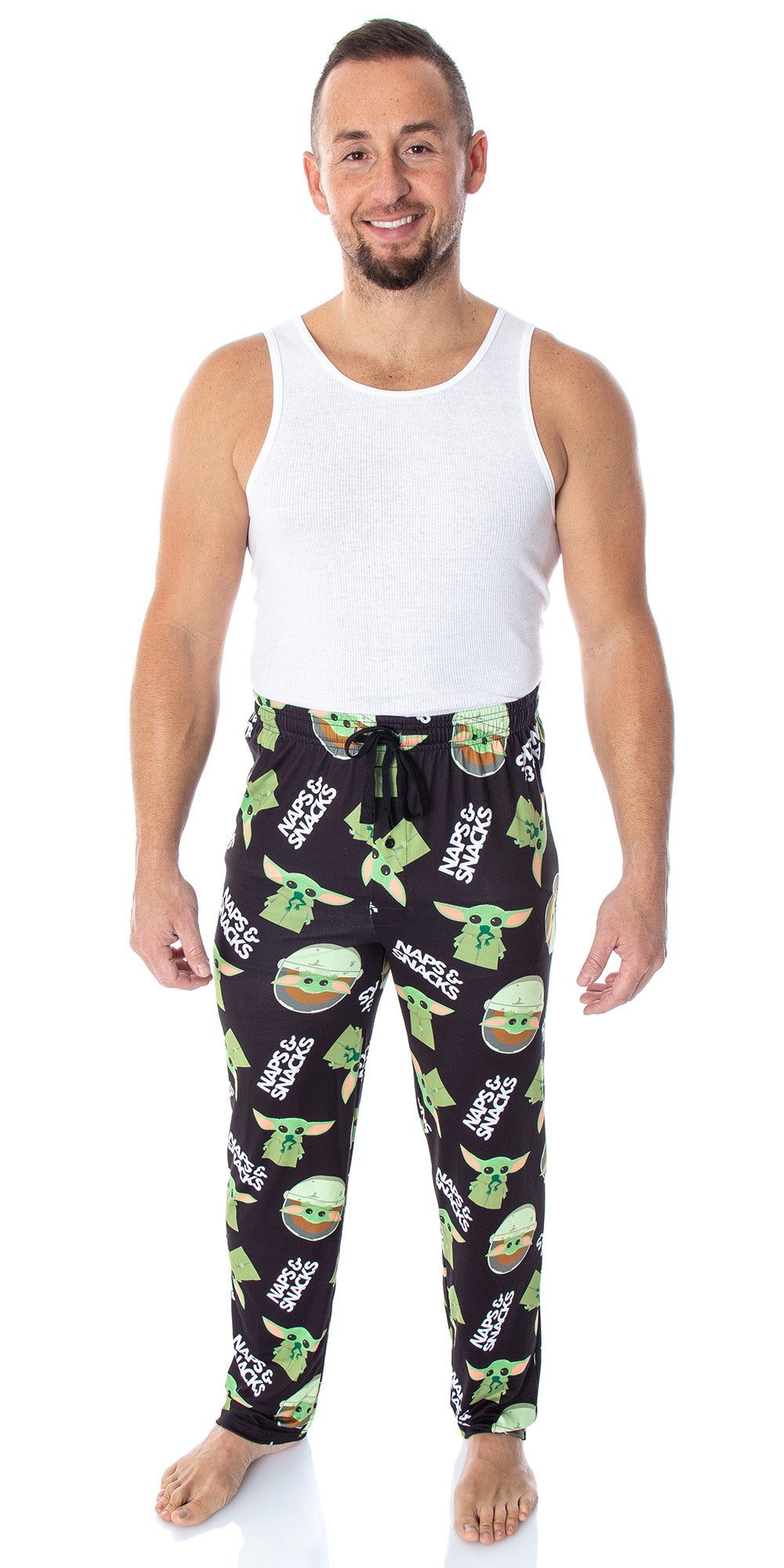 Star Wars Men's Baby Yoda Snacks And Naps Sleep Lounge Pajama Pants