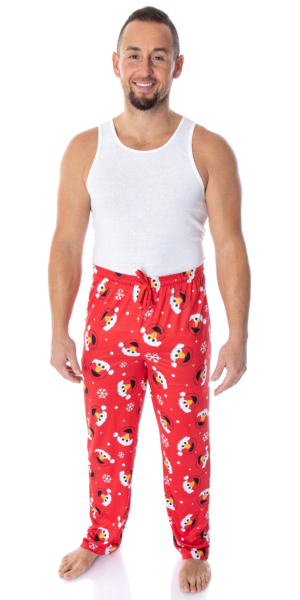 Sesame Street Men's Santa Elmo Christmas Holiday Lounge Pajama Pants