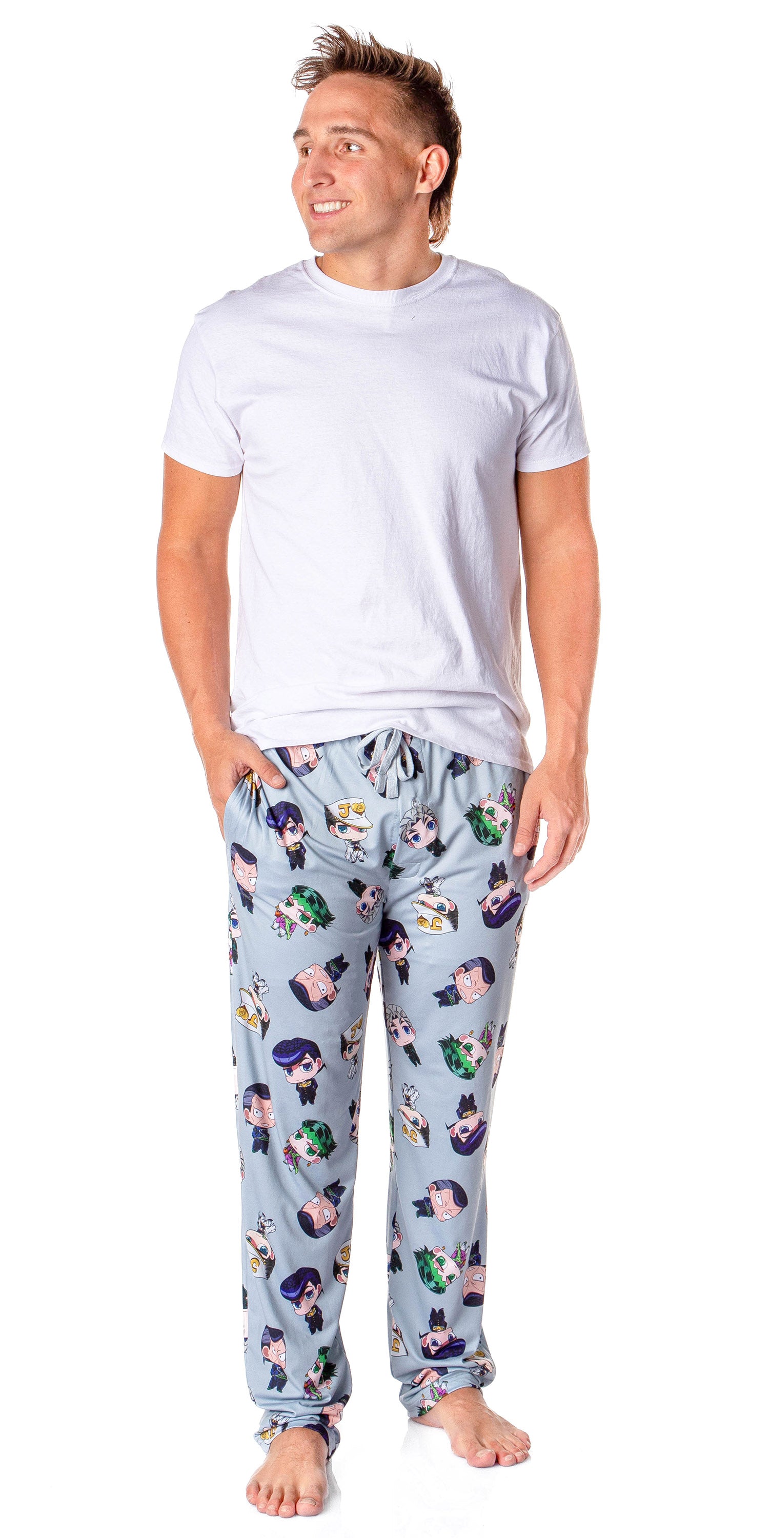 Jojo's Bizarre Adventure Men's Chibi Character Adult Lounge Pajama Pants
