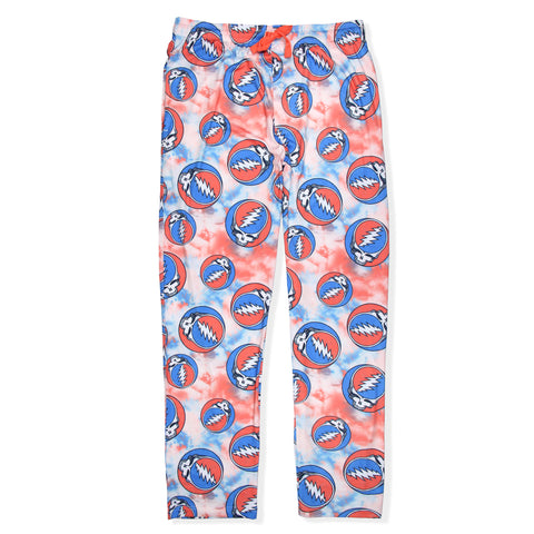 Grateful Dead Men's Allover Steal Your Face Logo Tie Dye Adult Pajama Pants