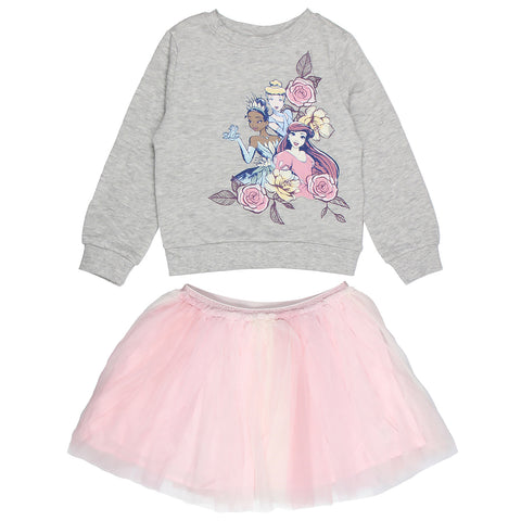 Disney Princess Toddler Girls' Cinderella Ariel Tiana Pullover Top Tutu Set