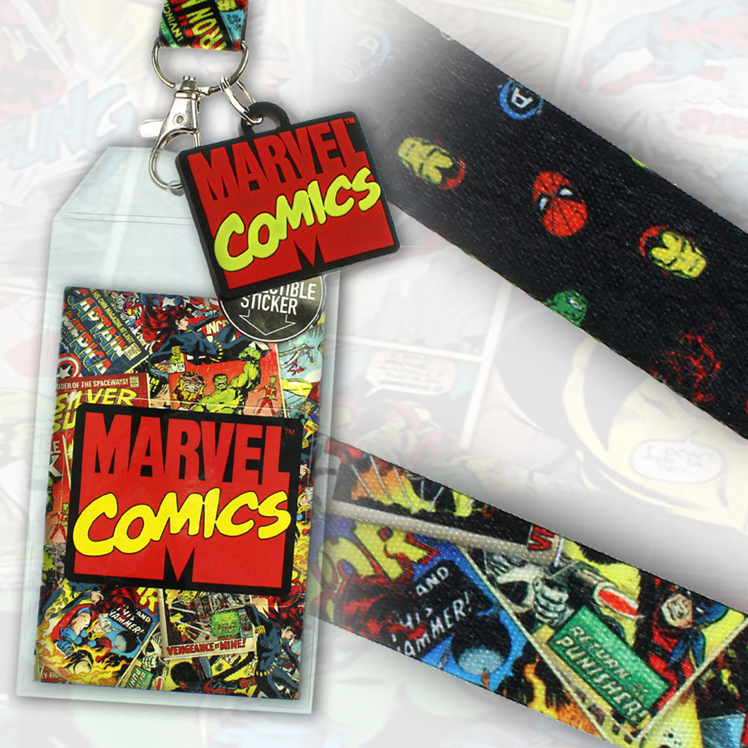Marvel Comics Page ID Lanyard Badge Holder With 1.5" Charm Pendant