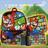 Nintendo Boys 5 PC Shimmer Pixel Character 16" Backpack Combo Set