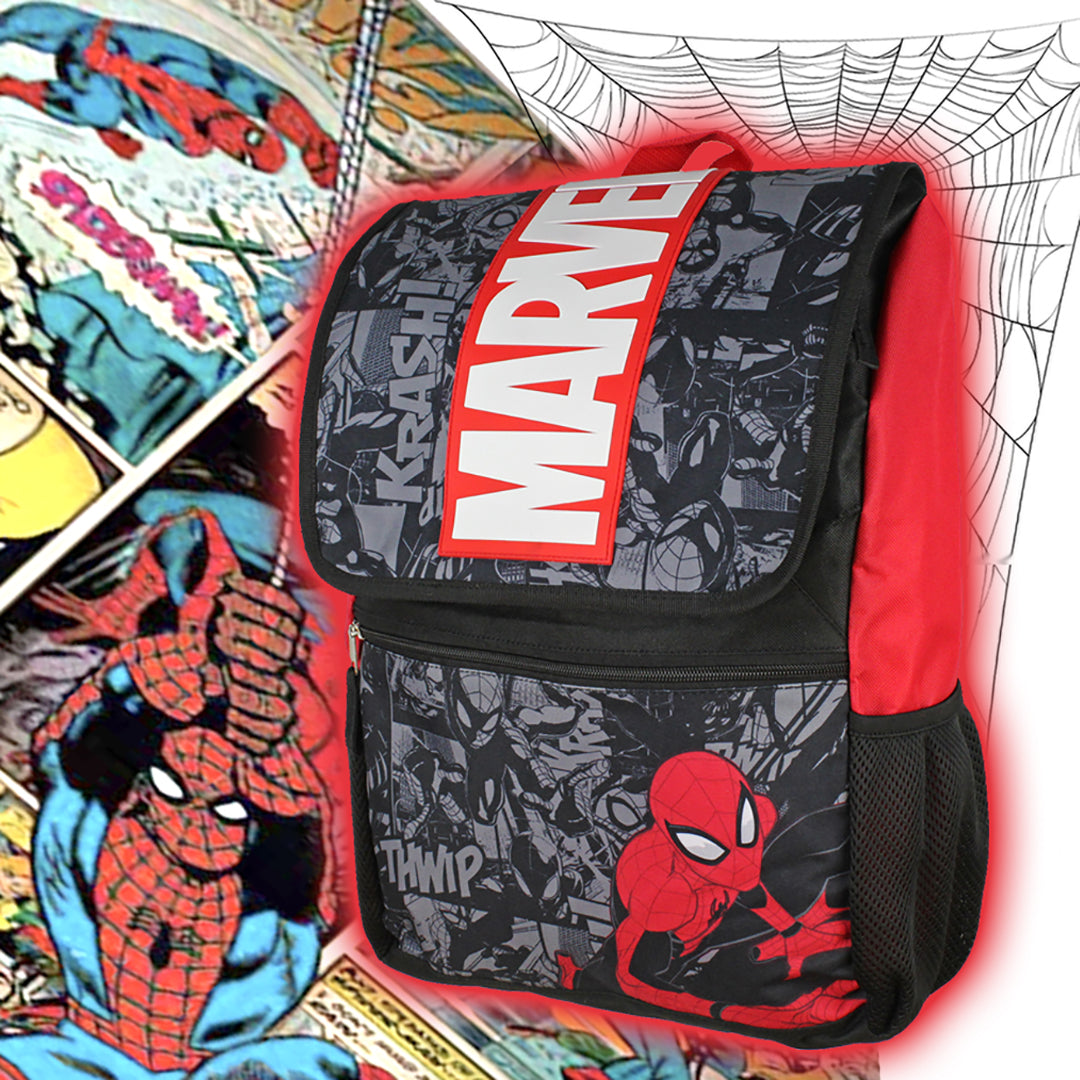 Marvel Spiderman Backpack Front Flap Compartment School Laptop Backpack 17"