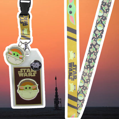 Star Wars The Mandalorian The Child Lanyard ID Holder with Rubber Charm and Collectible Sticker