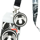 Marvel Venom Lanyard ID Badge Holder 2" Rubber Charm And Collectible Sticker