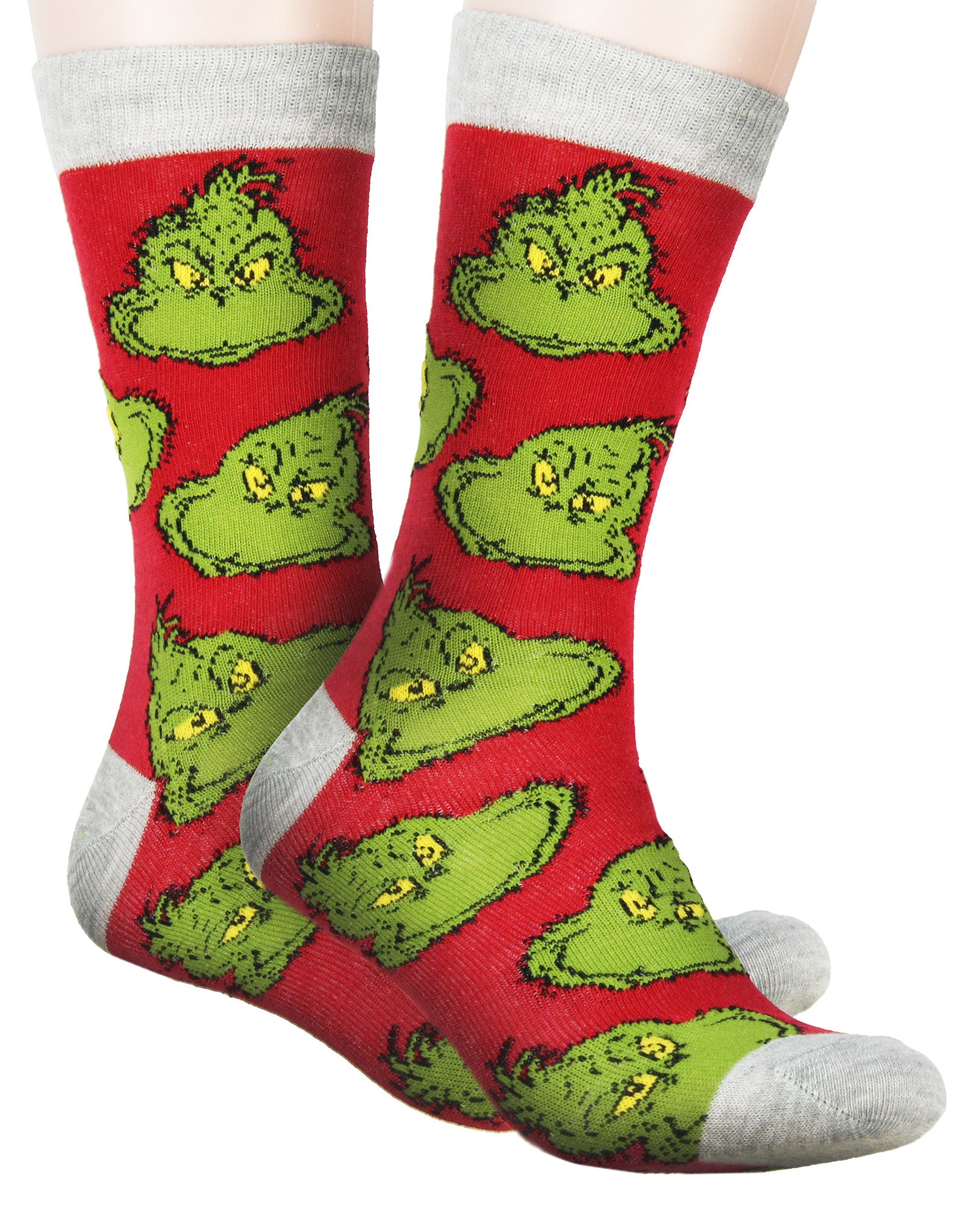 Dr. Seuss GRINCH Merry Grinchmas Adult Holiday 3 Pair Crew Socks