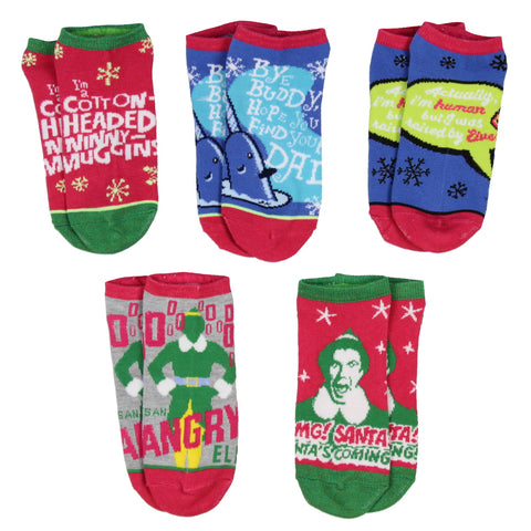 Elf The Movie Buddy The Elf Sayings 5 Pairs No Show Ankle Socks For Women