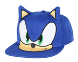 Sonic the Hedgehog Men's Hat Embroidered 3D Character Face and Ears Snapback Cap