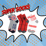 Marvel Spider-Man Captain America Marvel Logo Quarter Crew Socks 3 Pairs