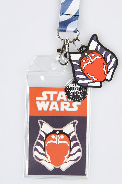 Star Wars Ahsoka Tano Lanyard ID Holder with Rubber Charm and Collectible Sticker