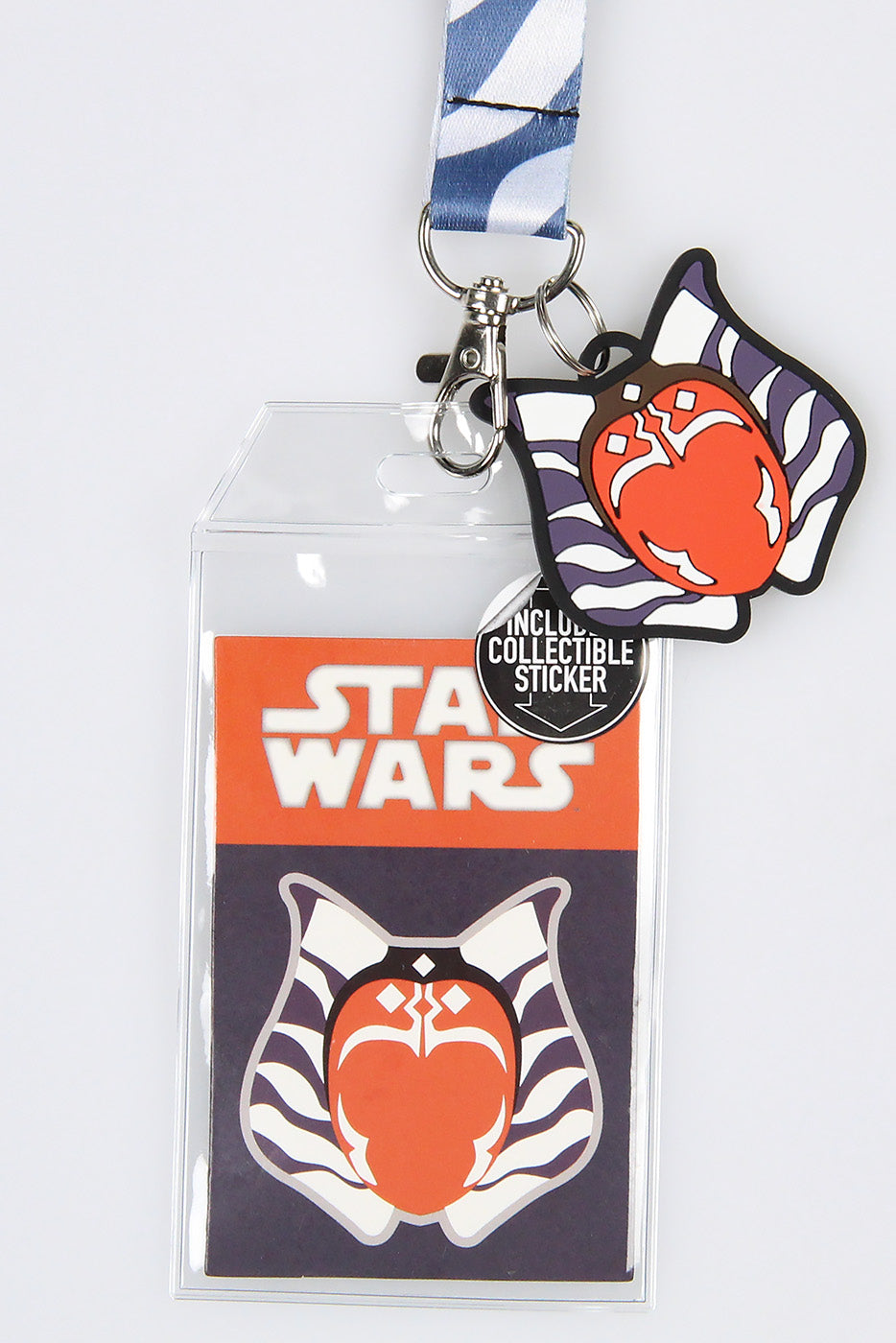 Star Wars Ahsoka Tano Lanyard ID Holder with Rubber Charm and Collectible Sticker