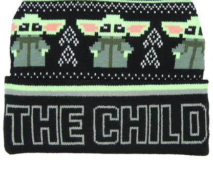 Star Wars The Child Baby Grogu Fairisle Cuff Knit Pom Youth Beanie
