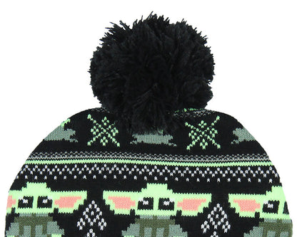 Star Wars The Child Baby Grogu Fairisle Cuff Knit Pom Youth Beanie