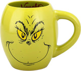 Dr. Seuss GRINCH Naughty or Nice Oval Ceramic 18oz Mug and Crew Sock Combo