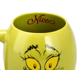 Dr. Seuss GRINCH Naughty or Nice Oval Ceramic 18oz Mug and Crew Sock Combo